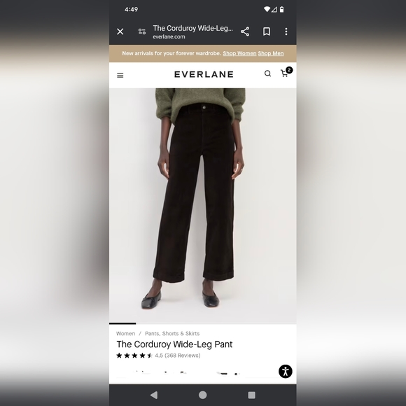 Everlane Corduroy Wide Leg Pants - Picture 1 of 4